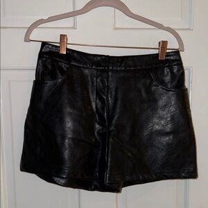 Zara Black High Waist Leather Shorts